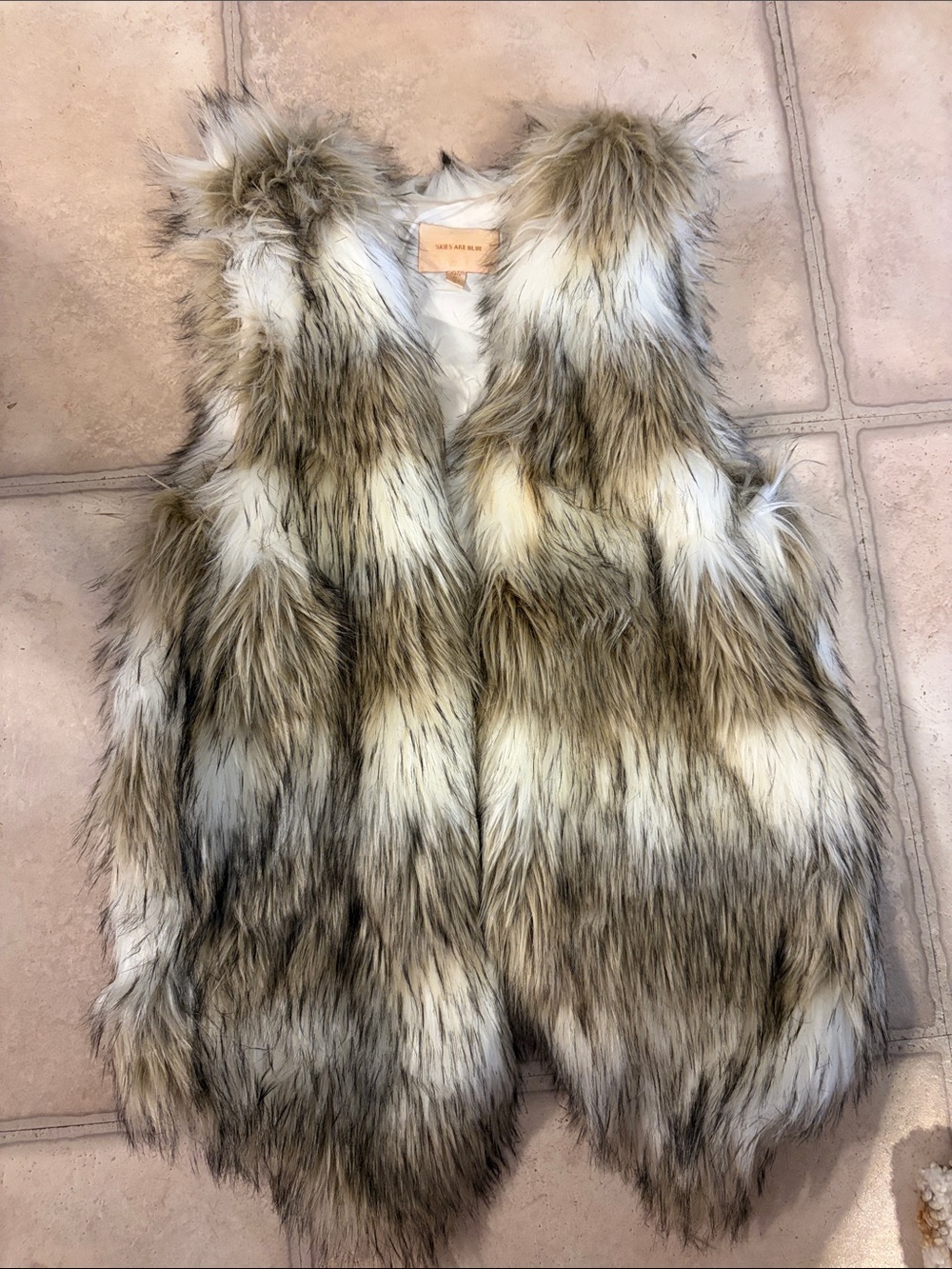 Skies Are Blue women’s  Faux Fur Vest in Brown and Cream Tones